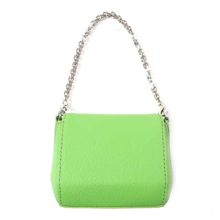 極美品▼TIFFANY&amp;Co. ティファニー Tナノバッグ ペリドット ロゴプリント チェーン チャーム レザー グリーン シルバー金具 箱・保存袋付