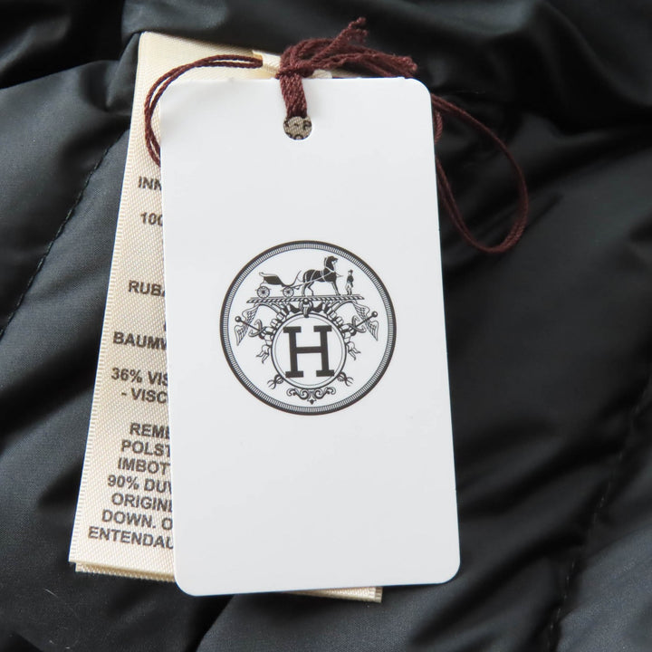 未使用品★HERMES エルメス 23AW 3H0185DA クルードセルバッチ付 キルティング オーバーシャツ ダウンジャケット ブラック 36 正規品