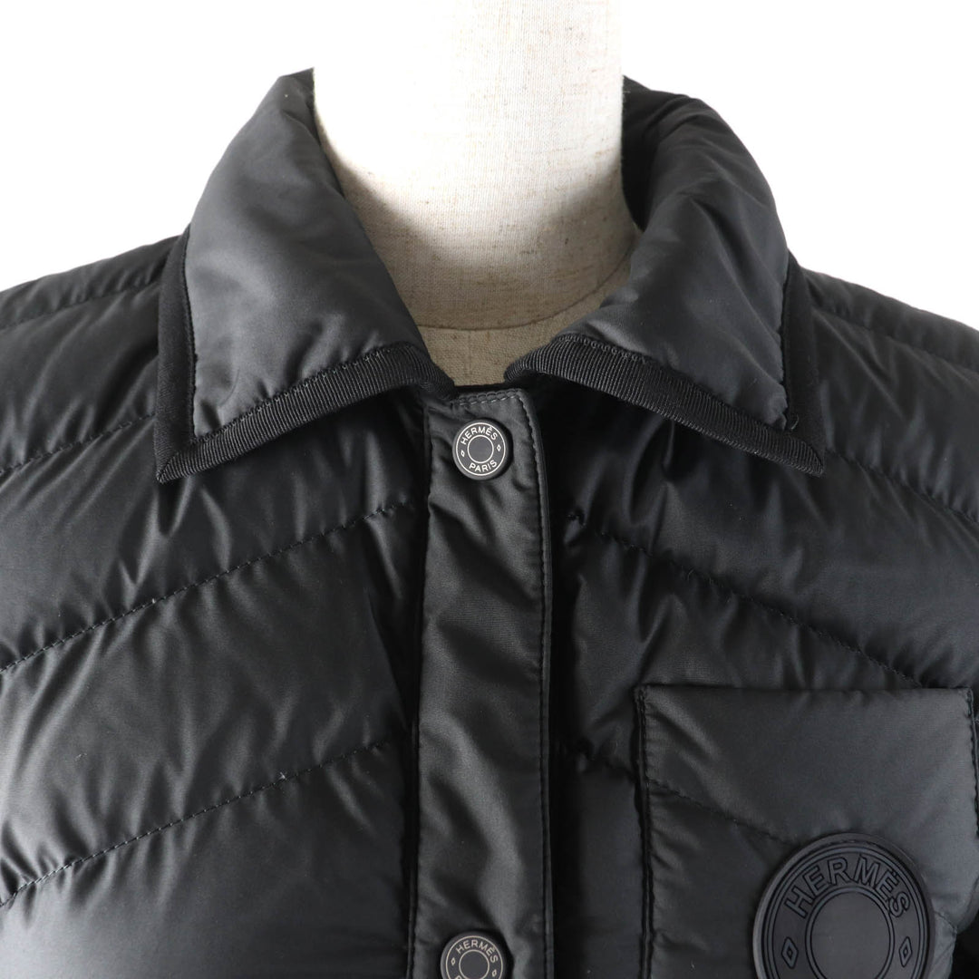 未使用品★HERMES エルメス 23AW 3H0185DA クルードセルバッチ付 キルティング オーバーシャツ ダウンジャケット ブラック 36 正規品