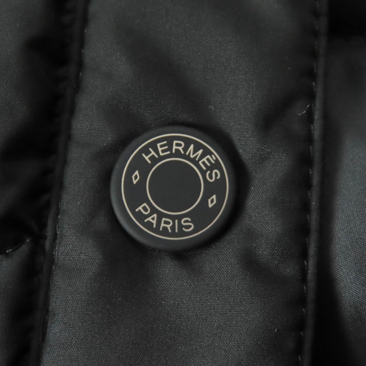 未使用品★HERMES エルメス 23AW 3H0185DA クルードセルバッチ付 キルティング オーバーシャツ ダウンジャケット ブラック 36 正規品