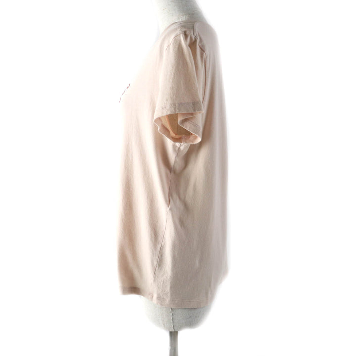 美品★CELINE セリーヌ 21SS 2X586114L コットン100％ アンカーロゴ クルーネック 半袖Ｔシャツ ピンクベージュ L 正規品 レディース