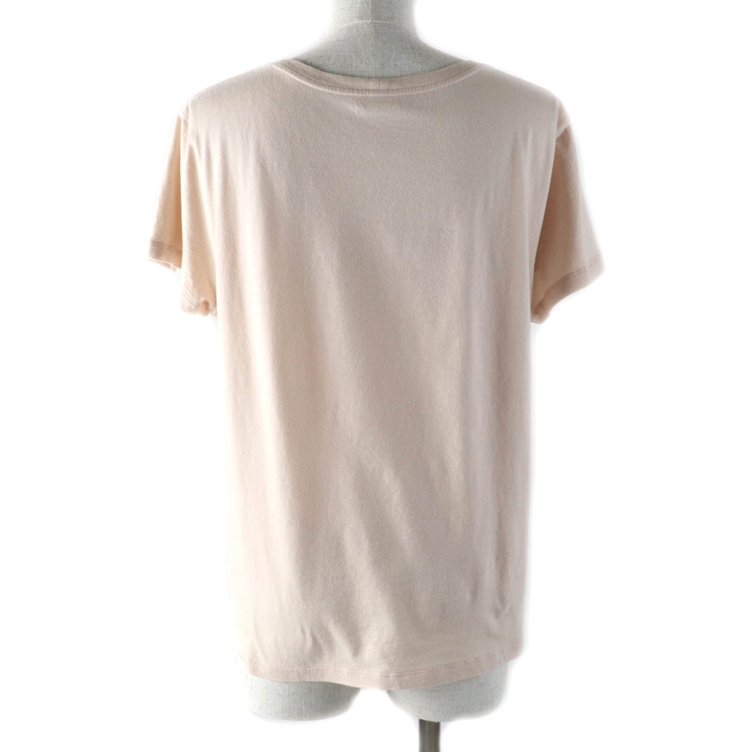 美品★CELINE セリーヌ 21SS 2X586114L コットン100％ アンカーロゴ クルーネック 半袖Ｔシャツ ピンクベージュ L 正規品 レディース