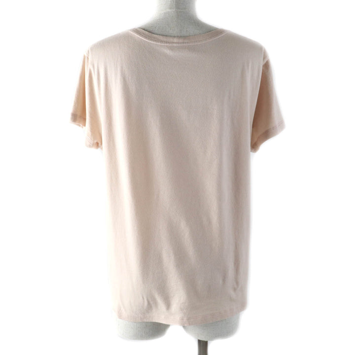 美品★CELINE セリーヌ 21SS 2X586114L コットン100％ アンカーロゴ クルーネック 半袖Ｔシャツ ピンクベージュ L 正規品 レディース