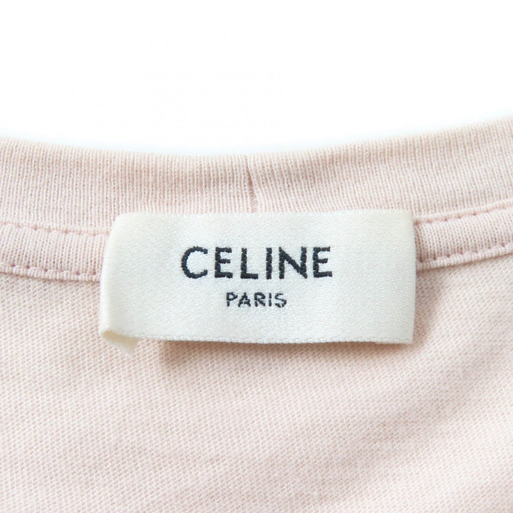 美品★CELINE セリーヌ 21SS 2X586114L コットン100％ アンカーロゴ クルーネック 半袖Ｔシャツ ピンクベージュ L 正規品 レディース