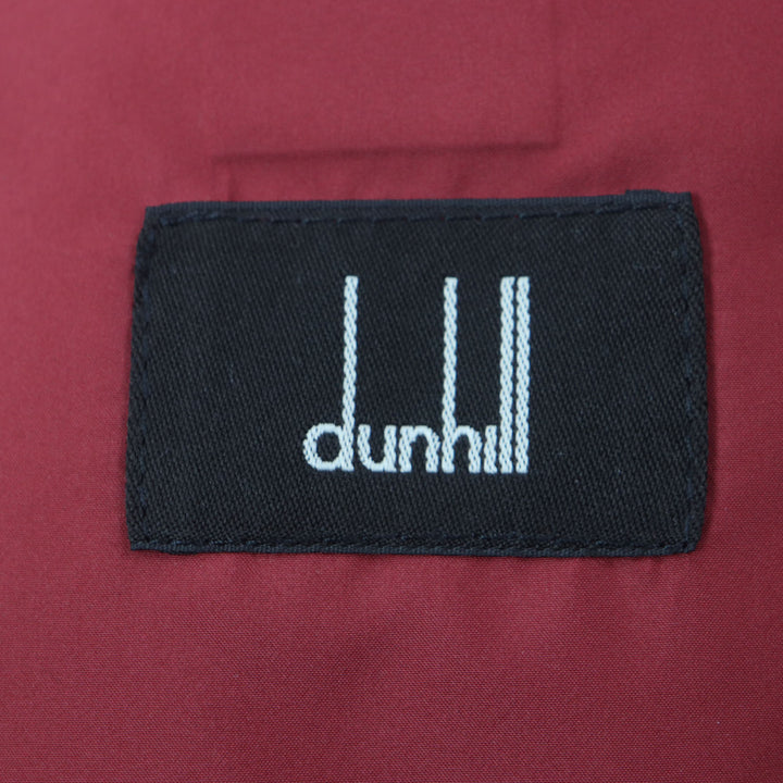 極美品▼Dunhill ダンヒル レザートリミング ロゴ入りボタン キルティング 中綿入り ジャケット レッド L 正規品 メンズ