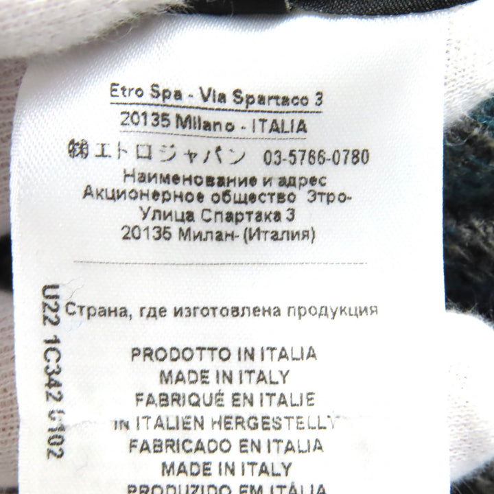 美品△ETRO エトロ 22AW ウール100％ ロゴボタン 無地 総柄 リバーシブル シングル チェスターコート ネイビー ブルー系 50 伊製 正規品