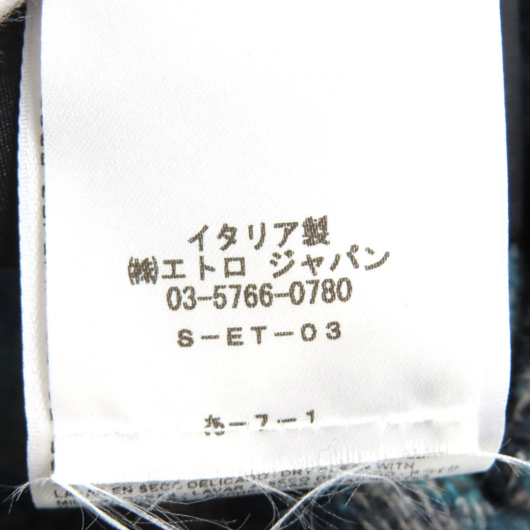 美品△ETRO エトロ 22AW ウール100％ ロゴボタン 無地 総柄 リバーシブル シングル チェスターコート ネイビー ブルー系 50 伊製 正規品