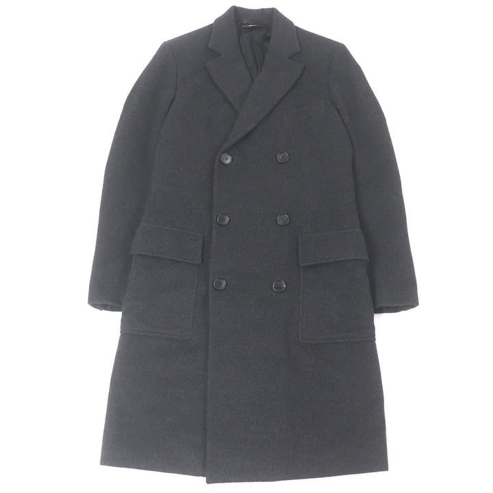 極美品□HERMES エルメス 23AW カシミヤ100％ ダブルブレスト チェスターコート ロングコート ダークグレー 46 イタリア製 正規品 メンズ