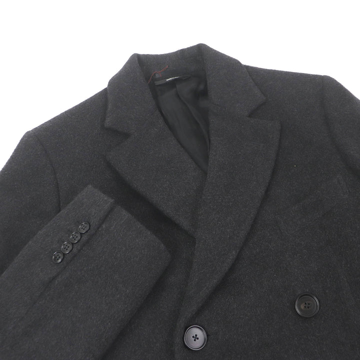 極美品□HERMES エルメス 23AW カシミヤ100％ ダブルブレスト チェスターコート ロングコート ダークグレー 46 イタリア製 正規品 メンズ