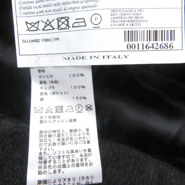 極美品□HERMES エルメス 23AW カシミヤ100％ ダブルブレスト チェスターコート ロングコート ダークグレー 46 イタリア製 正規品 メンズ