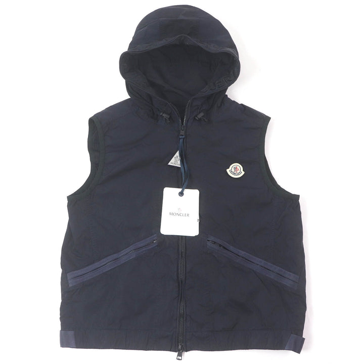 未使用品□MONCLER モンクレール 20SS TOUQUES GIUBBOTTO ロゴエンブロイダリー WZIP フーデッド ナイロンベスト ネイビー 3 正規品