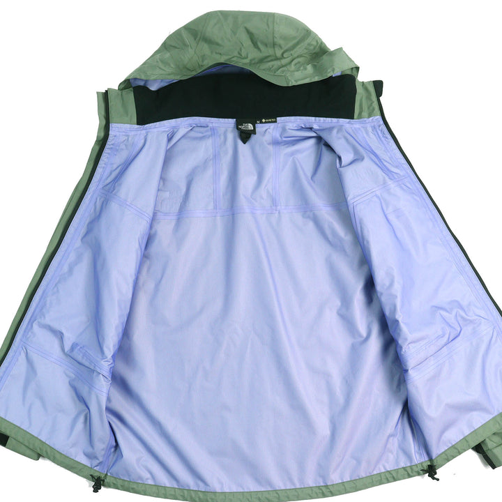 極美△THE NORTH FACE ザ・ノースフェイス NP12135 マウンテン レインテックスジャケット ロゴ フード付 GORE-TEX アガベグリーン M 正規