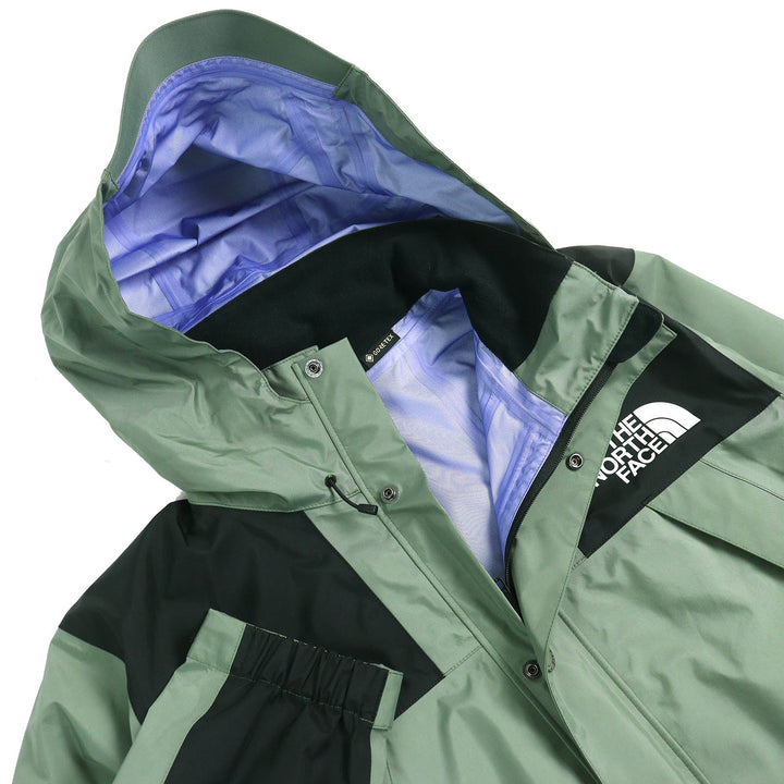 極美△THE NORTH FACE ザ・ノースフェイス NP12135 マウンテン レインテックスジャケット ロゴ フード付 GORE-TEX アガベグリーン M 正規