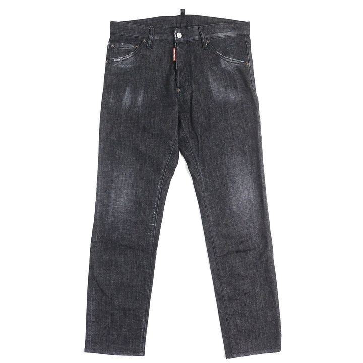 美品△DSQUARED2 ディースクエアード 23SS S74LB1227 COOL GUY JEANS ロゴワッペン ダメージ加工 ボタンフライ デニムパンツ 46 正規品