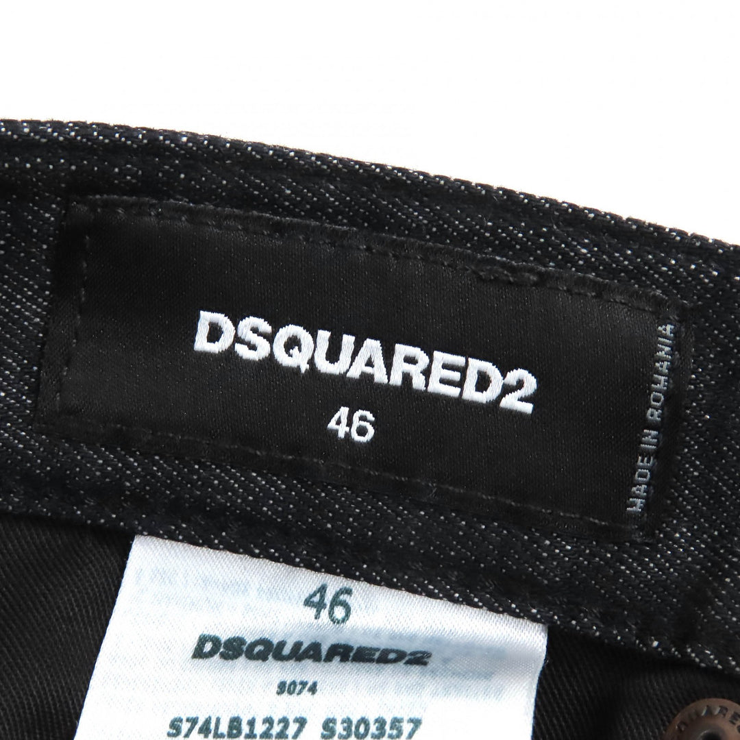 美品△DSQUARED2 ディースクエアード 23SS S74LB1227 COOL GUY JEANS ロゴワッペン ダメージ加工 ボタンフライ デニムパンツ 46 正規品