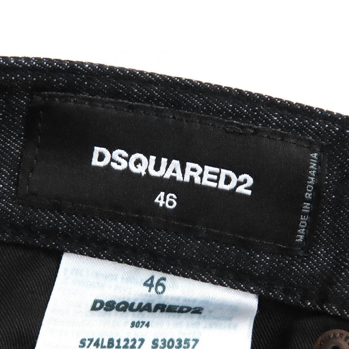 美品△DSQUARED2 ディースクエアード 23SS S74LB1227 COOL GUY JEANS ロゴワッペン ダメージ加工 ボタンフライ デニムパンツ 46 正規品
