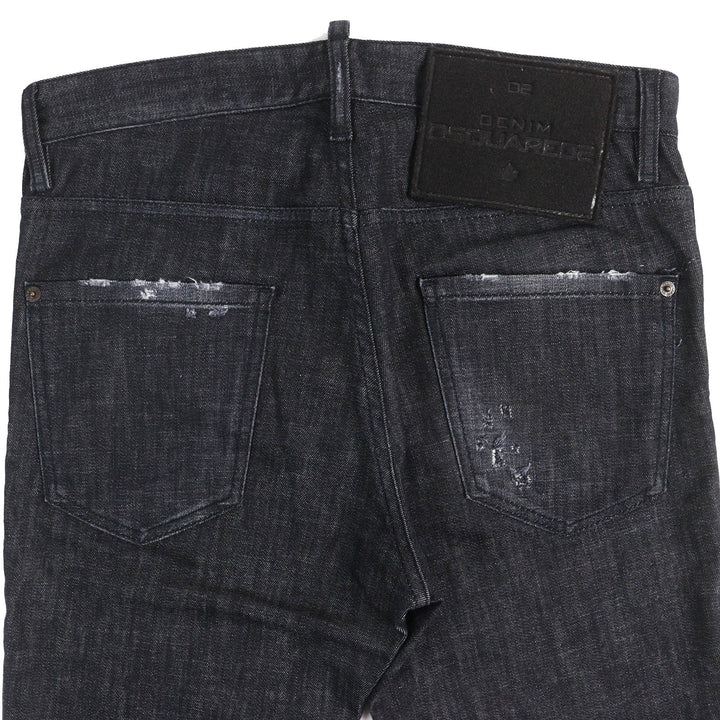美品△DSQUARED2 ディースクエアード 23SS S74LB1227 COOL GUY JEANS ロゴワッペン ダメージ加工 ボタンフライ デニムパンツ 46 正規品