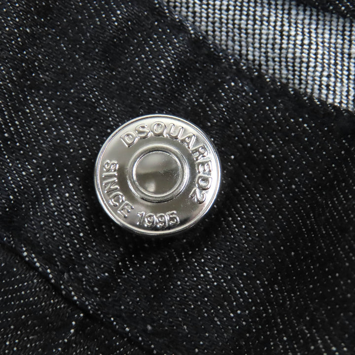 美品△DSQUARED2 ディースクエアード 23SS S74LB1227 COOL GUY JEANS ロゴワッペン ダメージ加工 ボタンフライ デニムパンツ 46 正規品