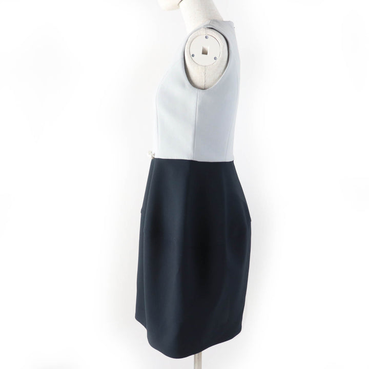 未使用品☆YOKO CHAN ヨーコチャン 2020年製 YCD-120-568 フェイクパール付 ノースリーブ ワンピース サックス ネイビー 38 正規品