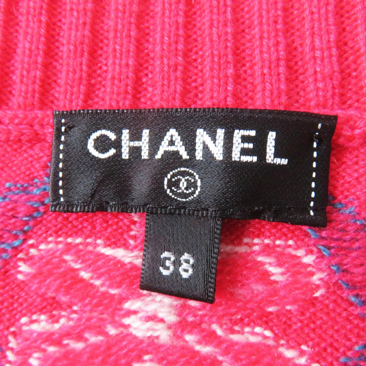 極美品◎CHANEL シャネル P55807 カシミヤ100％ ロゴボタン付き ノースリーブ ロング ニットワンピース ピンク系 38 UK製 正規品