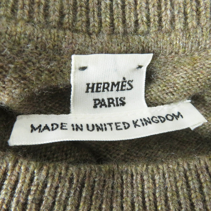 美品◎HERMES エルメス 22AW 2H2631D1 カシミヤ100％ Hリフト 長袖 ニットプルオーバー ブラウン系 34 UK製 正規品 レディース
