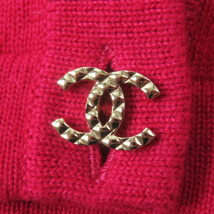 極美品◎CHANEL シャネル 22AW P73483 カシミヤ100％ ラッキーチャーム クロップド丈 ニットカーディガン ピンク ゴールド金具 34 正規品