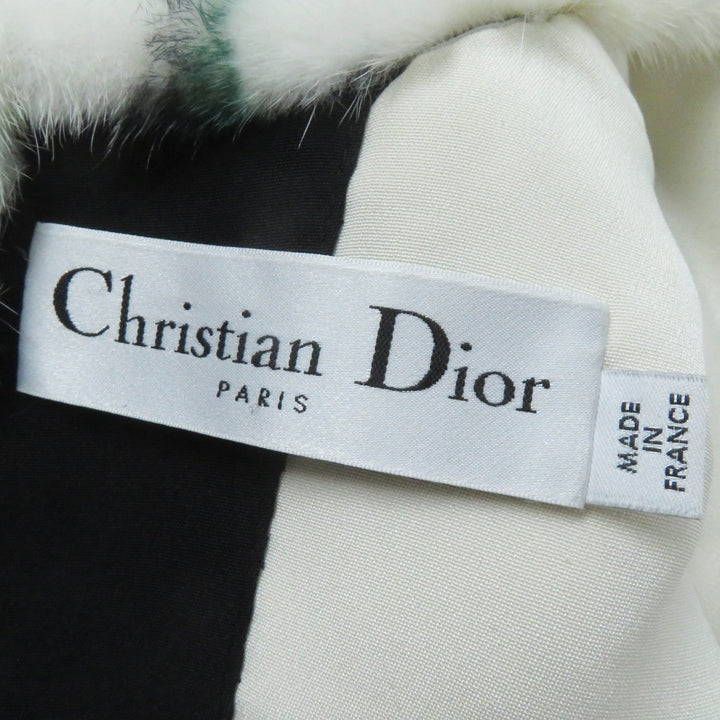極美品◎Christian Dior クリスチャンディオール 5A26586A6035 ミンク 裏シルク チェック柄 半袖 トップス／ブラウス 白 緑 黒 34 正規品