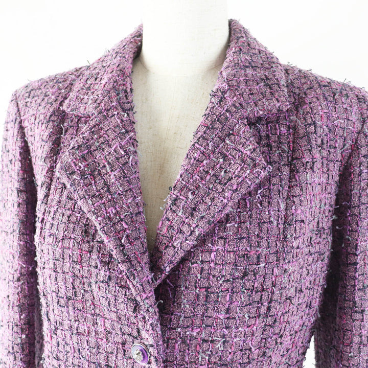 極美品◎CHANEL シャネル 22P P72383 ライオンボタン ツイードジャケット パープル 36 フランス製 正規品 レディース