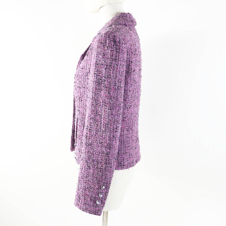 極美品◎CHANEL シャネル 22P P72383 ライオンボタン ツイードジャケット パープル 36 フランス製 正規品 レディース