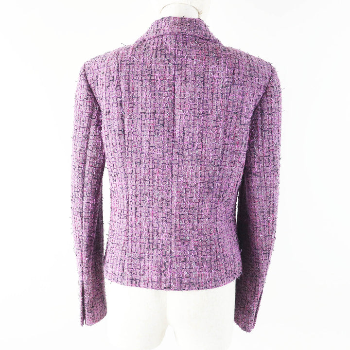 極美品◎CHANEL シャネル 22P P72383 ライオンボタン ツイードジャケット パープル 36 フランス製 正規品 レディース