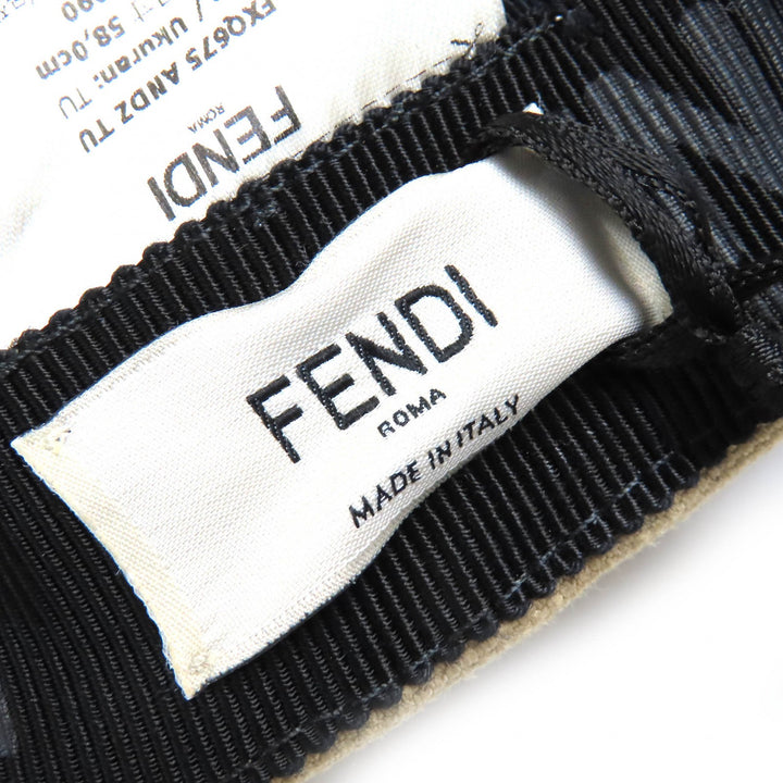 未使用品△FENDI フェンディ FXQ675 コットン100％ 花柄 ロゴ エンブロイダリー ベースボールキャップ 帽子 ベージュ ピンク系 58 正規品