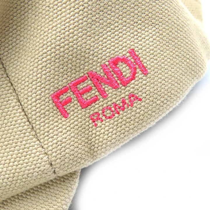 未使用品△FENDI フェンディ FXQ675 コットン100％ 花柄 ロゴ エンブロイダリー ベースボールキャップ 帽子 ベージュ ピンク系 58 正規品