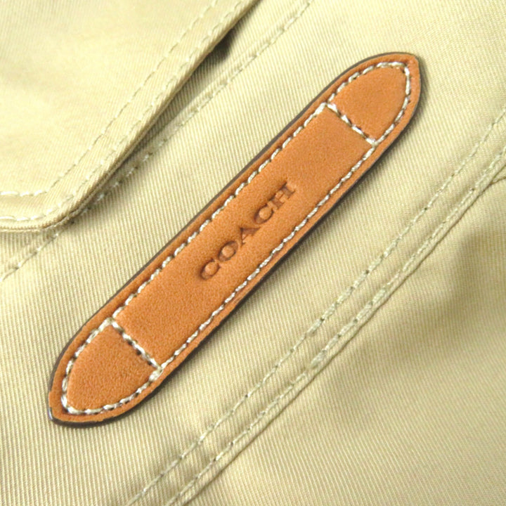 極美品△COACH コーチ F21833 コットン 裏地レオパード柄 ロゴボタン ベルト付 トレンチコート ハーフ丈 ベージュ XS 正規品 レディース