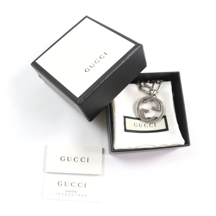 美品★GUCCI グッチ 524890 インターロッキングG アラベスク ロングチェーン ネックレス AG925 シルバー 箱・保存袋付き 伊製 重量67.94g