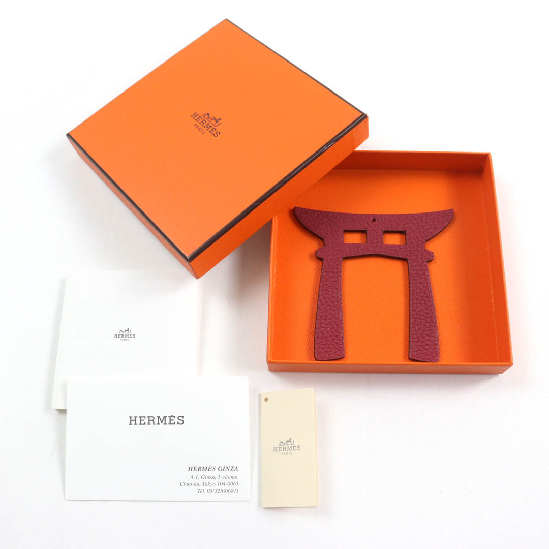 美品★HERMES エルメス Petit H プティアッシュ アネモネ ルージュグラナダ 鳥居 TORII ヴォーエプソン トゴ バッグチャーム 箱付き