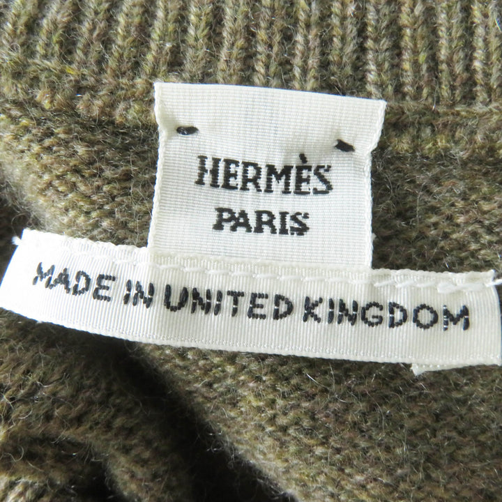 極美品◎HERMES エルメス 22AW 2H2603D1 カシミヤ100％ シルバー金具 セリエプレート付き クルーネック ケーブル 長袖 ニット ブラウン 36