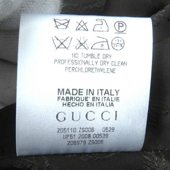 極美品△GUCCI グッチ ウール 裏地ロゴ総柄 クレストボタン シングル テーラードジャケット グレー 42 イタリア製 正規品 レディース