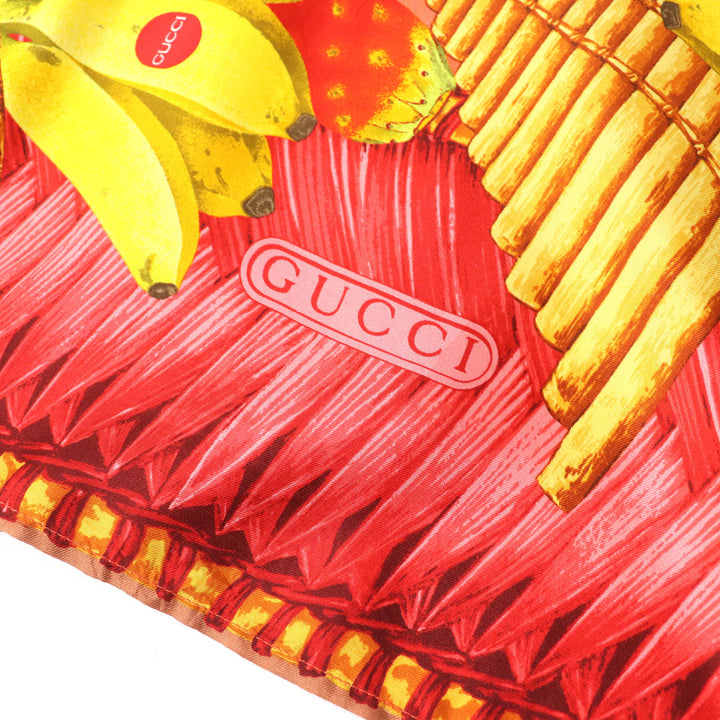 極美品△GUCCI グッチ ヴィンテージ 1994年製 シルク100％ トムフォード期 ロゴ フルーツ ノースリーブシャツ チュニック 38 伊製 正規品