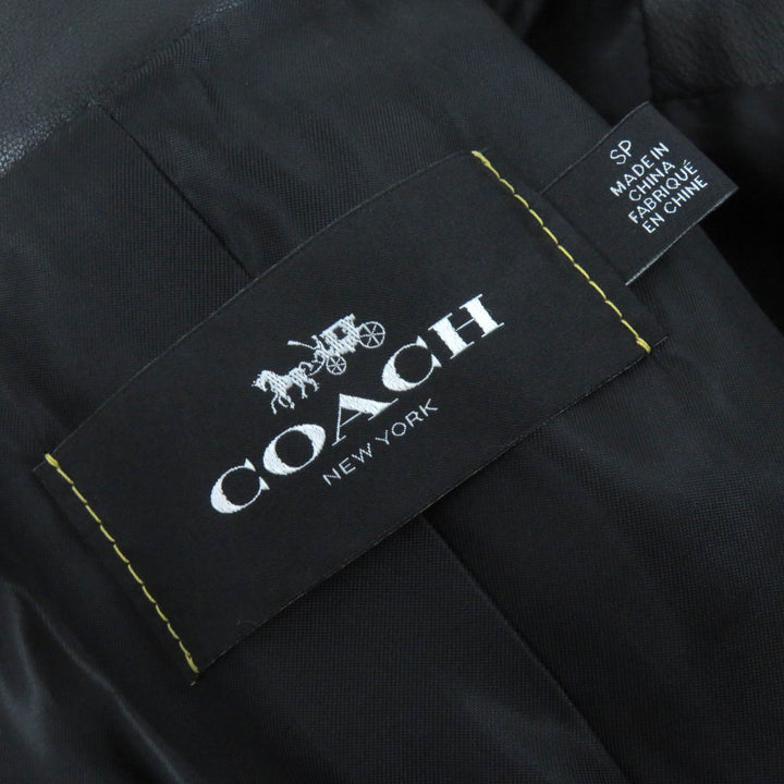 極美品△COACH コーチ F33830 アップタウンレーサージャケット ラムレザー スタンドカラー シングル ライダースジャケット 黒 S 正規品