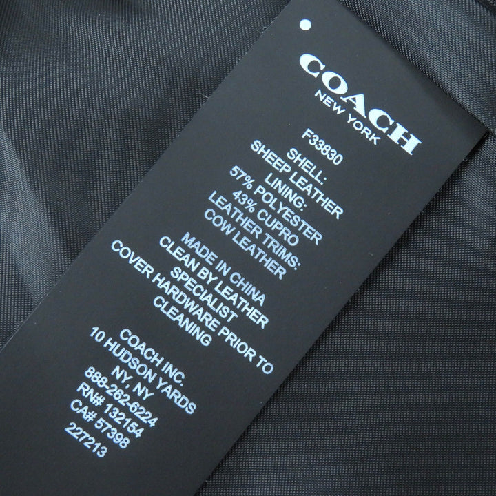 極美品△COACH コーチ F33830 アップタウンレーサージャケット ラムレザー スタンドカラー シングル ライダースジャケット 黒 S 正規品