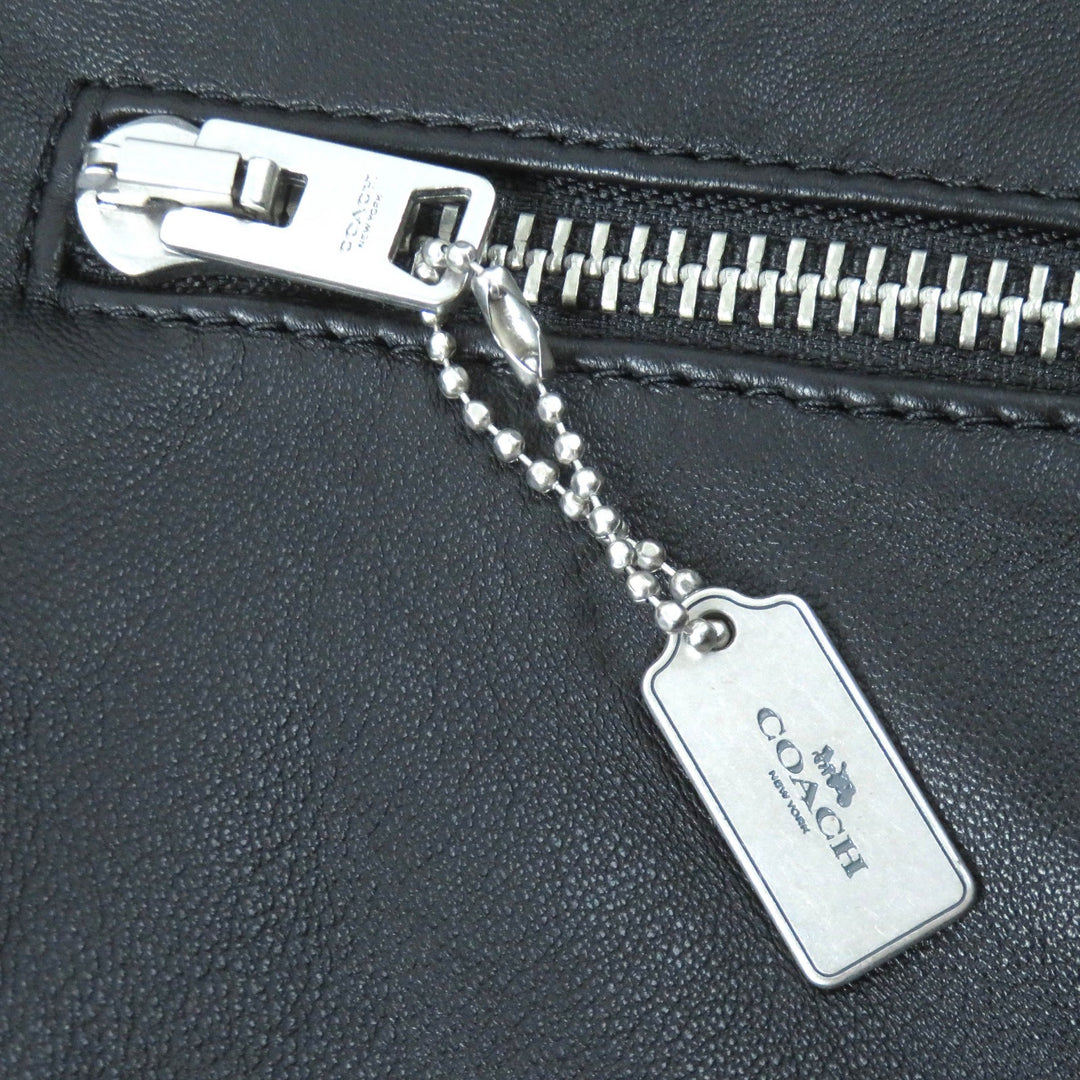 極美品△COACH コーチ F33830 アップタウンレーサージャケット ラムレザー スタンドカラー シングル ライダースジャケット 黒 S 正規品