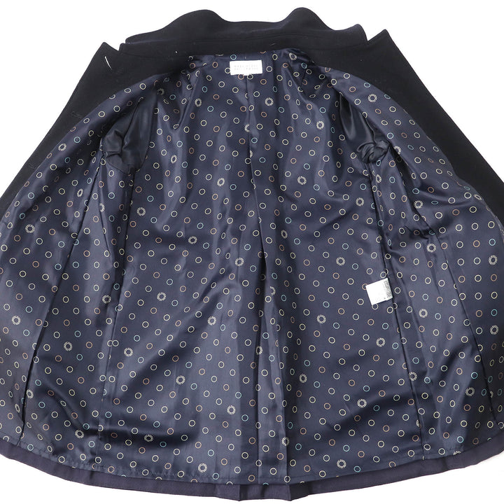美品△MACKINTOSH PHILOSOPHY マッキントッシュフィロソフィー ウール100％ 袖口ラビットファー 裏地総柄 ステンカラーコート 38 正規品