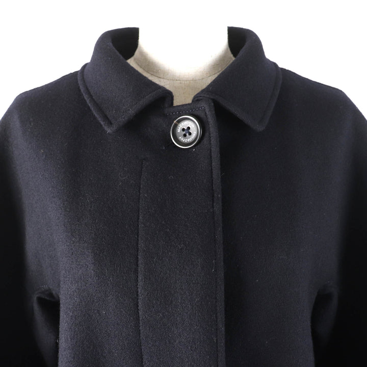美品△MACKINTOSH PHILOSOPHY マッキントッシュフィロソフィー ウール100％ 袖口ラビットファー 裏地総柄 ステンカラーコート 38 正規品
