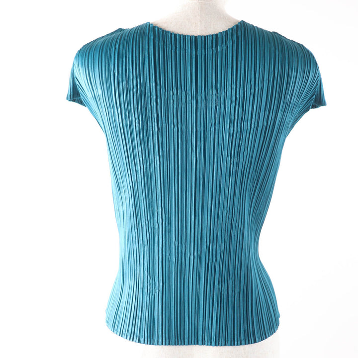 極美品☆PLEATS PLEASE プリーツプリーズ イッセイミヤケ PP33-JK642 昆虫モチーフ 半袖 カットソー ブルー 3 日本製 正規品 レディース