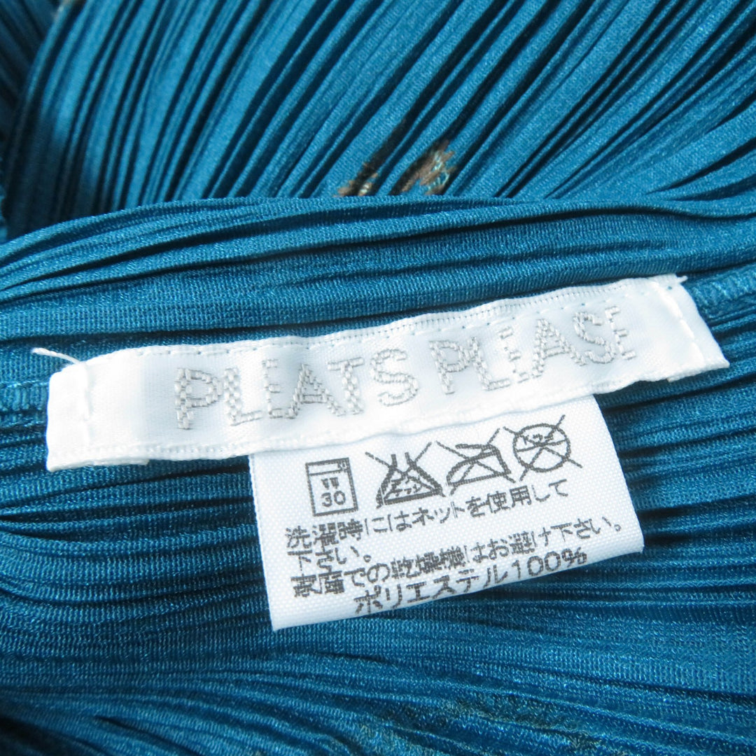 極美品☆PLEATS PLEASE プリーツプリーズ イッセイミヤケ PP33-JK642 昆虫モチーフ 半袖 カットソー ブルー 3 日本製 正規品 レディース