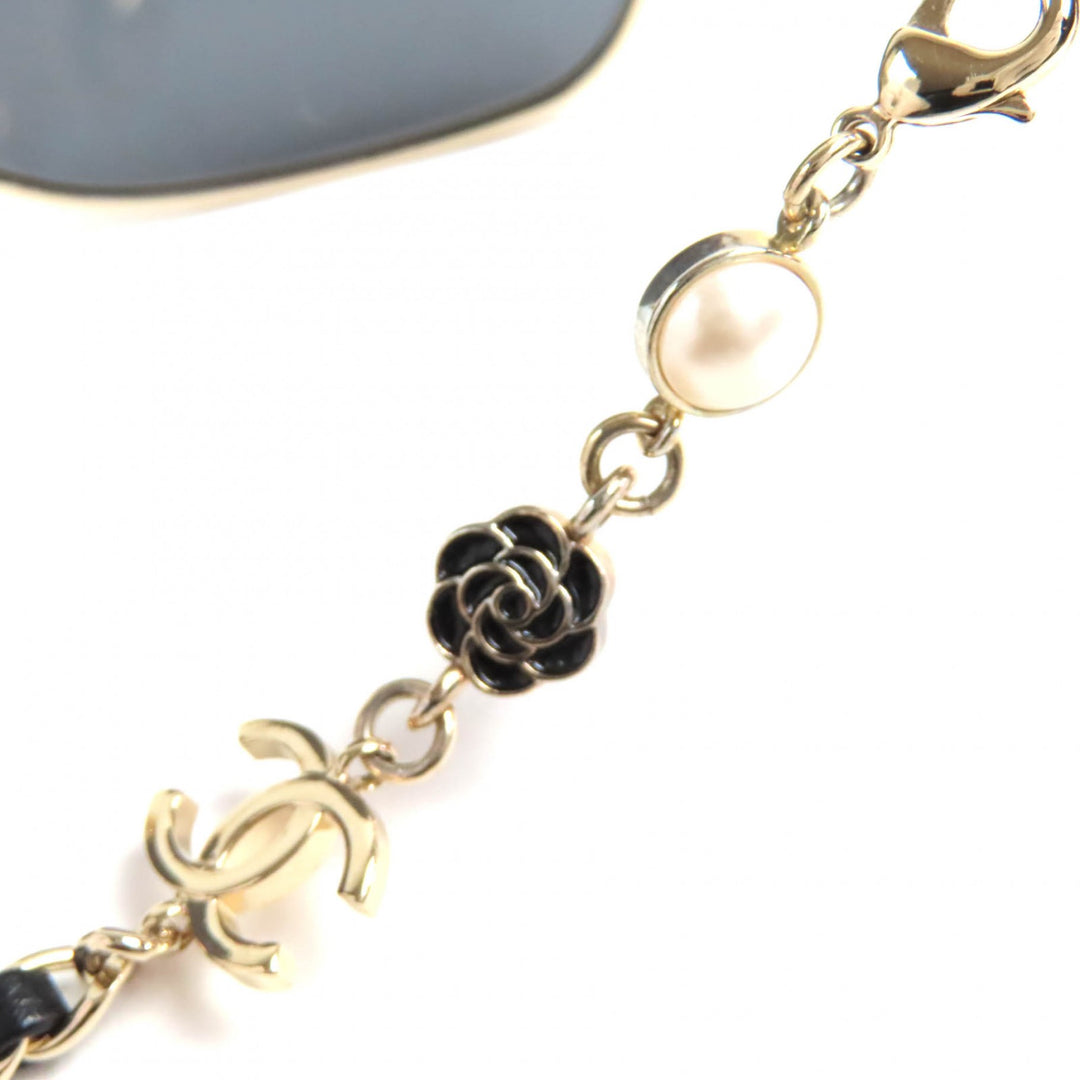 極美品△CHANEL シャネル 4274Q C395/T8 ココマーク フェイクパール チェーン付 バタフライ シェイプ サングラス アイウェア 59□16 135