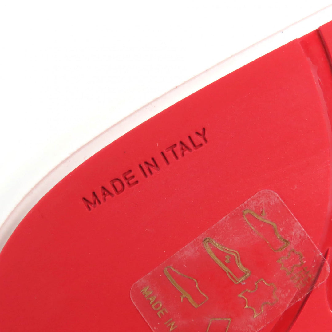 未使用品△Christian Louboutin クリスチャンルブタン HAPPYRUI ボーダー キャンバス レザー使い ローカットスニーカー 36.5 イタリア製