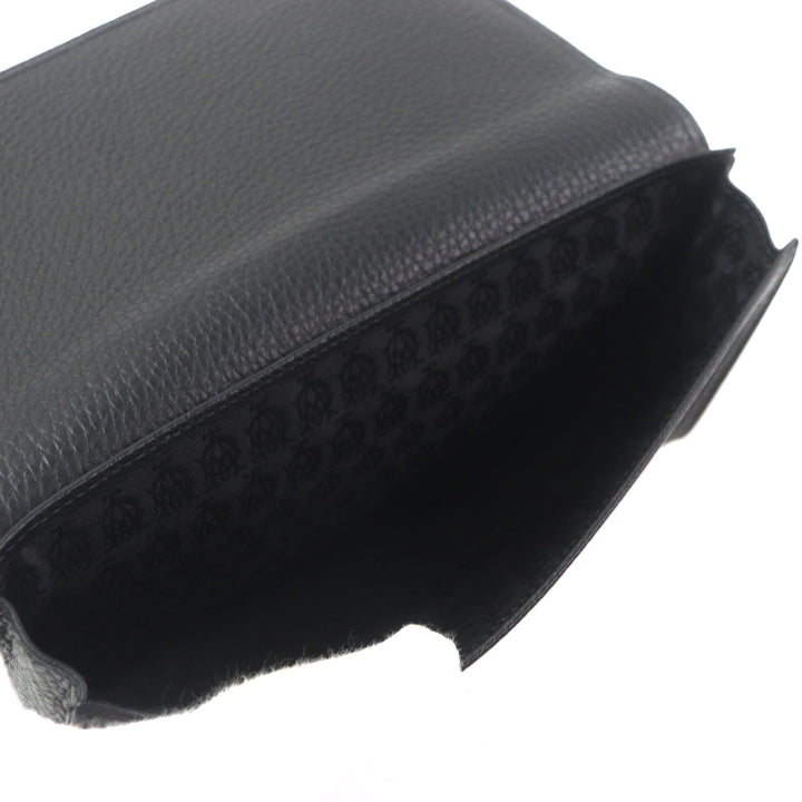 極美品▼Dunhill ダンヒル ロゴ金具 トラベルポーチ オーガナイザー レザーウォレット 　二つ折り 長財布 ブラック メンズ