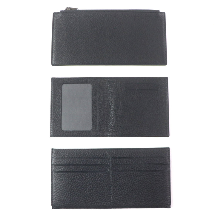 極美品▼Dunhill ダンヒル ロゴ金具 トラベルポーチ オーガナイザー レザーウォレット 　二つ折り 長財布 ブラック メンズ