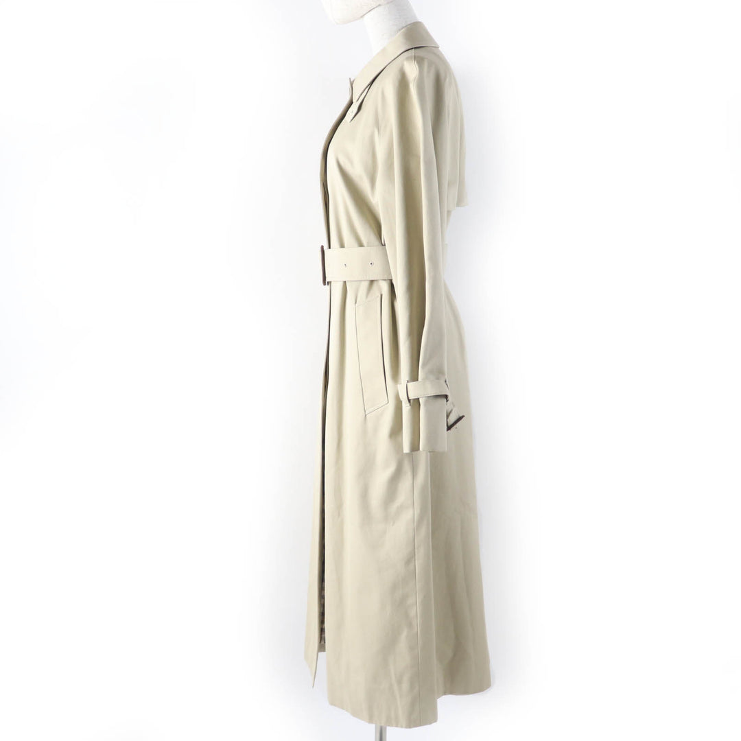極美品☆Aquascutum アクアスキュータム 比翼仕立て ベルト付 ステンカラーコート ベージュ レディース約Mサイズ相当 正規品 レディース